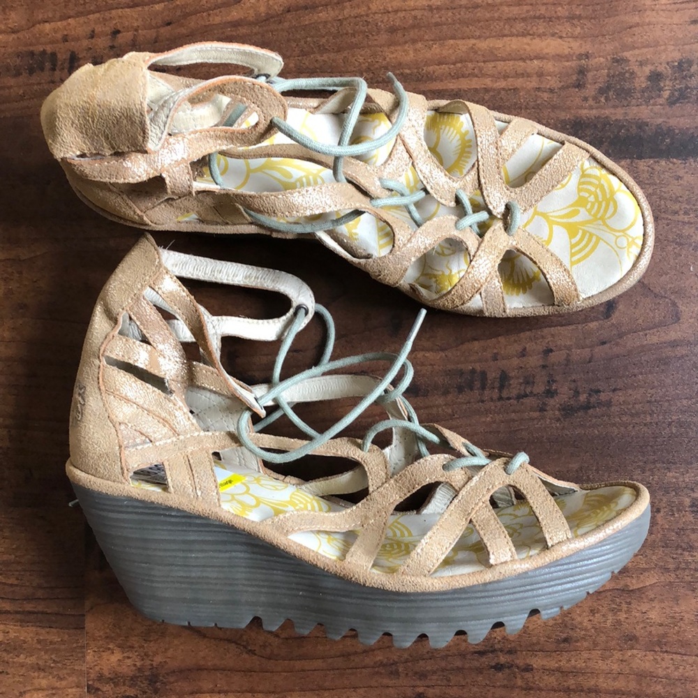 Fly London lace up wedge sandals